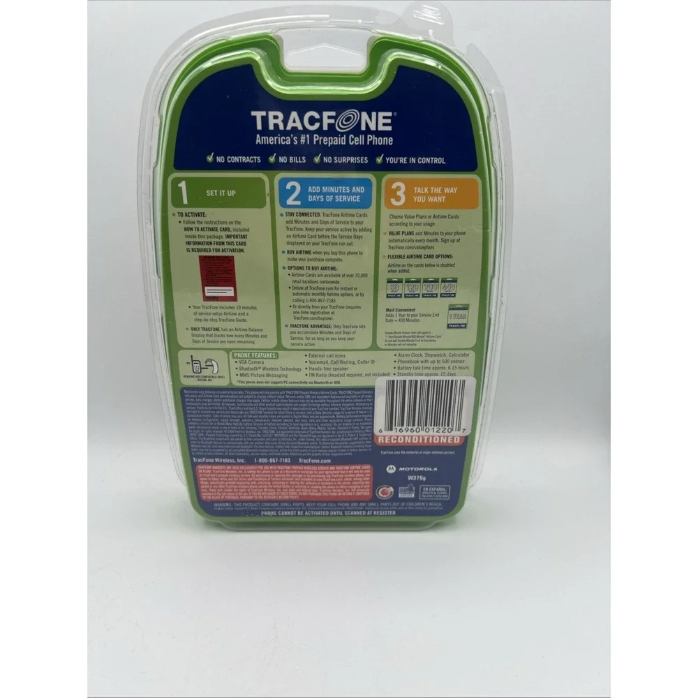 TRACFONE‎ MOTOROLA W376G SILVER FLIP PHONE - NEW